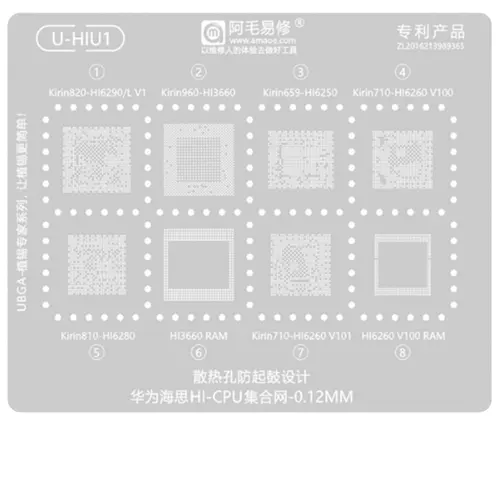 Replacement for AMAOE U-HIU1 BGA REWORK STENCIL - Quality Phone Parts in Sri Lanka